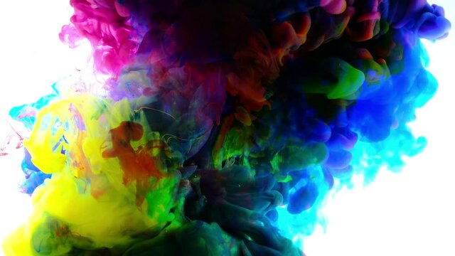 4K , Color paint drops in water , Colorful ink in water, 4K footage
