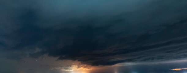Beautiful long exposure  evening sky with clouds after rain.  Nature background.
