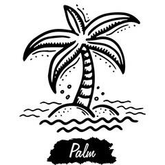 Fototapeta na wymiar Palm isolated on white background. Vintage black vector