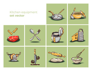 Kitchen equipment vector illustration