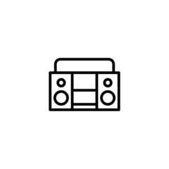 Music icon. Boombox icon in black line style icon, style isolated on white background