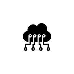 Cloud Computing Icon in black flat glyph, filled style isolated on white background