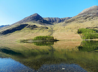 landscape view of Buttermere in the Lake District, Cumbria, UK with reflections
