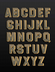 Retro alphabet with 3d and shadows. Vintage style. Vector font