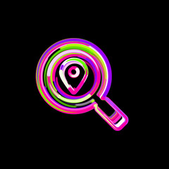 Symbol search location from multi-colored circles and stripes. UFO Green, Purple, Pink
