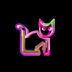 Symbol cat from multi-colored circles and stripes. UFO Green, Purple, Pink