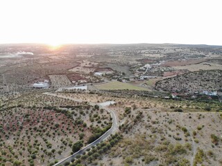 aerial view of Savannah and the old city at sunset