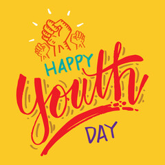 Happy youth day. Hand lettering typography. Greeting card 