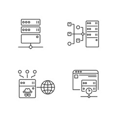 Internet accessibility linear icons set. Secure access customizable thin line contour symbols. Safe and anonymous proxy server technologies. Isolated vector outline illustrations. Editable stroke