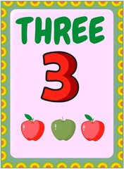 Preschool toddler math with green apple and red apple design