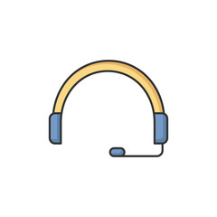 Headset RGB color icon. Headphones for operator. Online customer support service. Helpline to assist client. Call hot line for help. Earphones with microphone. Isolated vector illustration