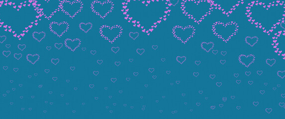 falling hearts on azure blue color texture backgrounds.