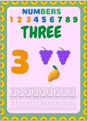 Preschool toddler math with grapes and mango design