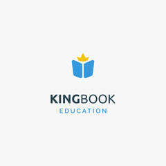 simple and creative book with crown or king book for education logo