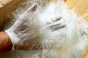 glass fiber material for lay up and making product of composite