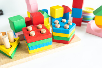 Children toy wood block colorful for development baby skill