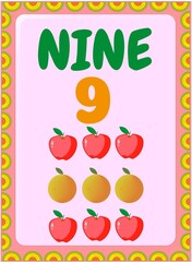 Preschool and toddler math with red apple and orange design