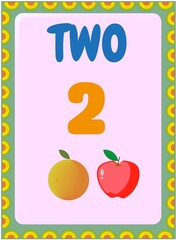 Preschool and toddler math with red apple and orange design