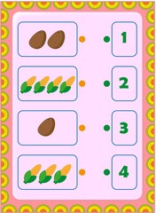Preschool and toddler math with potato and corn design