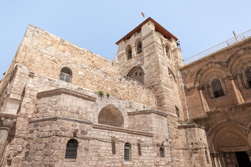 Fototapeta na wymiar The Church of the Holy Sepulchre building in the old city of Jerusalem, Israel