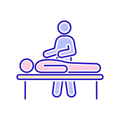 Massage procedure line color icon. Physiotherapy, acupuncture, rehabilitation. Isolated vector element. Outline pictogram for web page, mobile app, promo. 