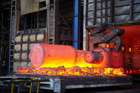 Press-Forging Shop. Heating a workpiece in a Heating and heat-treating furnaces