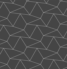 Repeat Abstract Graphic Poly Swatch Texture. Seamless Black Vector Cell Art Pattern. Repetitive Modern Triangular Plexus Pattern. 