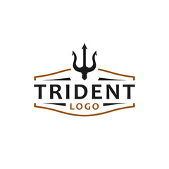 Trident spear of poseidon retro hipster logo design