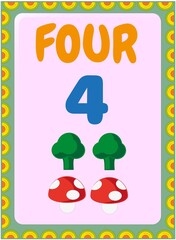 Preschool and toddler math with mushroom and broccoli design