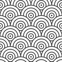 Fototapeta premium Seamless Linear Graphic Optical Grid Pattern. Continuous Decorative Vector Circles Array Texture. Repetitive Wave Continuous 