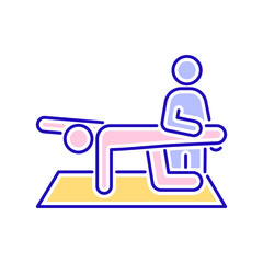 Physiotherapy line color icon. Rehabilitation, therapy concept. Injury treatment.Isolated vector element. Outline pictogram for web page, mobile app, promo.