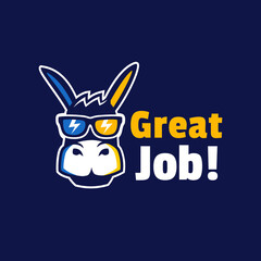 cool donkey wear sunglasses logo design