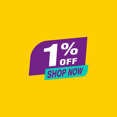 1 discount, Sales Vector badges for Labels, , Stickers, Banners, Tags, Web Stickers, New offer. Discount origami sign banner