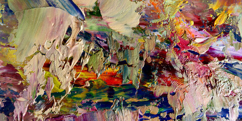Colorful abstract background wallpaper. Modern motif visual art.  Mixtures of oil paint. Trendy...