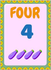 Preschool and toddler math with eggplant fruit design
