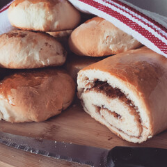 Homemade tasty buns with jam, yeast buns
