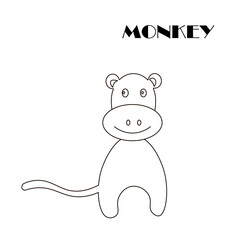 Monkey. Children coloring. Outline vector illustration on a white background.