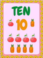 Preschool and toddler math with cherry and pineapple design