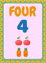 Naklejka premium Preschool and toddler math with cherry and pineapple design