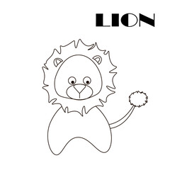 Lion - a simple coloring for children. Vector on a white background. Outline drawing.
