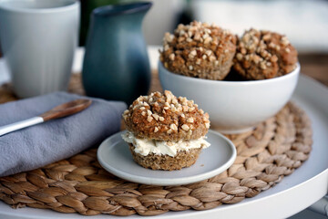 Almond and coconut keto muffins . 
Low-carb muffins, made with almond flour and coconut flour. Cup cakes