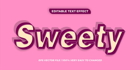 Text effect in 3d pastel color Sweety words text effect theme editable retro concept