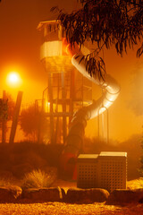 Fog on the playground.