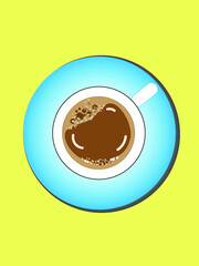 Illustration of top view of cup of tea/coffee and soccer