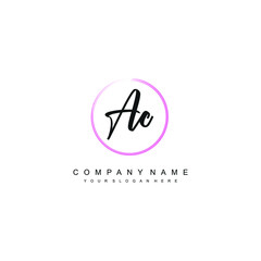 AC initials signature logo. Handwriting logo vector templates. Hand drawn Calligraphy lettering Vector illustration.