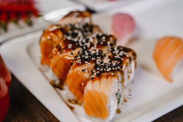 Rolls on a plate.The serving of the meal