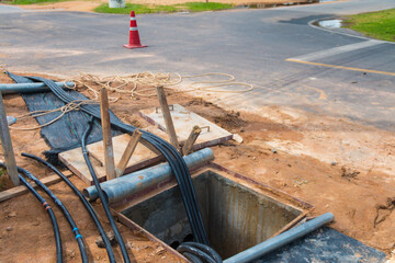 Power lines at the work site