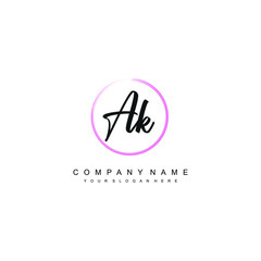 AK initials signature logo. Handwriting logo vector templates. Hand drawn Calligraphy lettering Vector illustration.