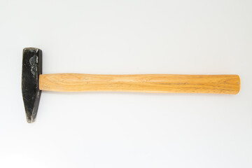 hammer with wooden handle on a white background