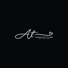 AT initials signature logo. Handwriting logo vector templates. Hand drawn Calligraphy lettering Vector illustration.